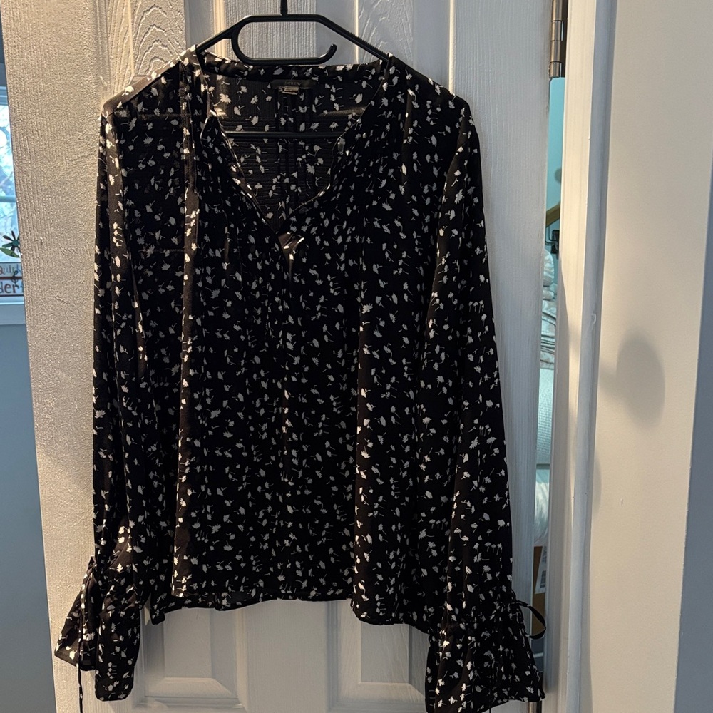 J. Crew Black and White Floral Blouse
